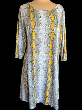 Fred David Yellow Snake-Print Shift Dress - Women's Sz 2x